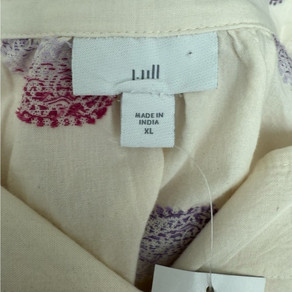 J. Jill Oversized Split-Neck Top White Blouse with Paisley Print Size XL - Picture 6 of 9